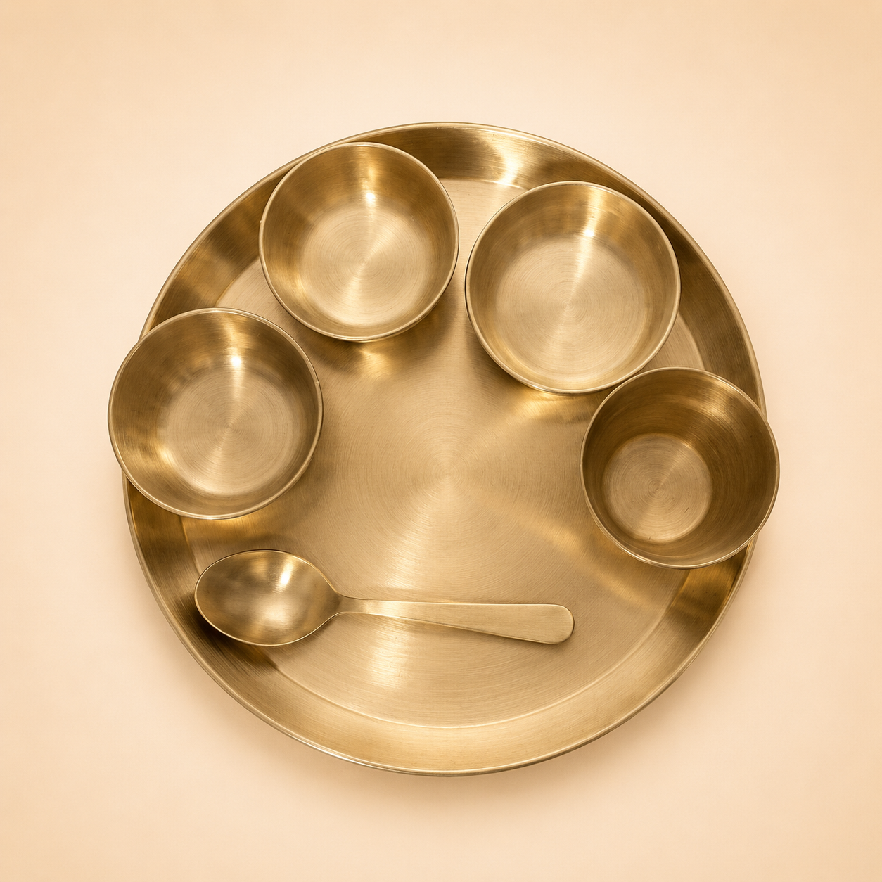 Peedhi Kansa Matte Dinner Set (11.8" Thaali) — 6 Pieces
