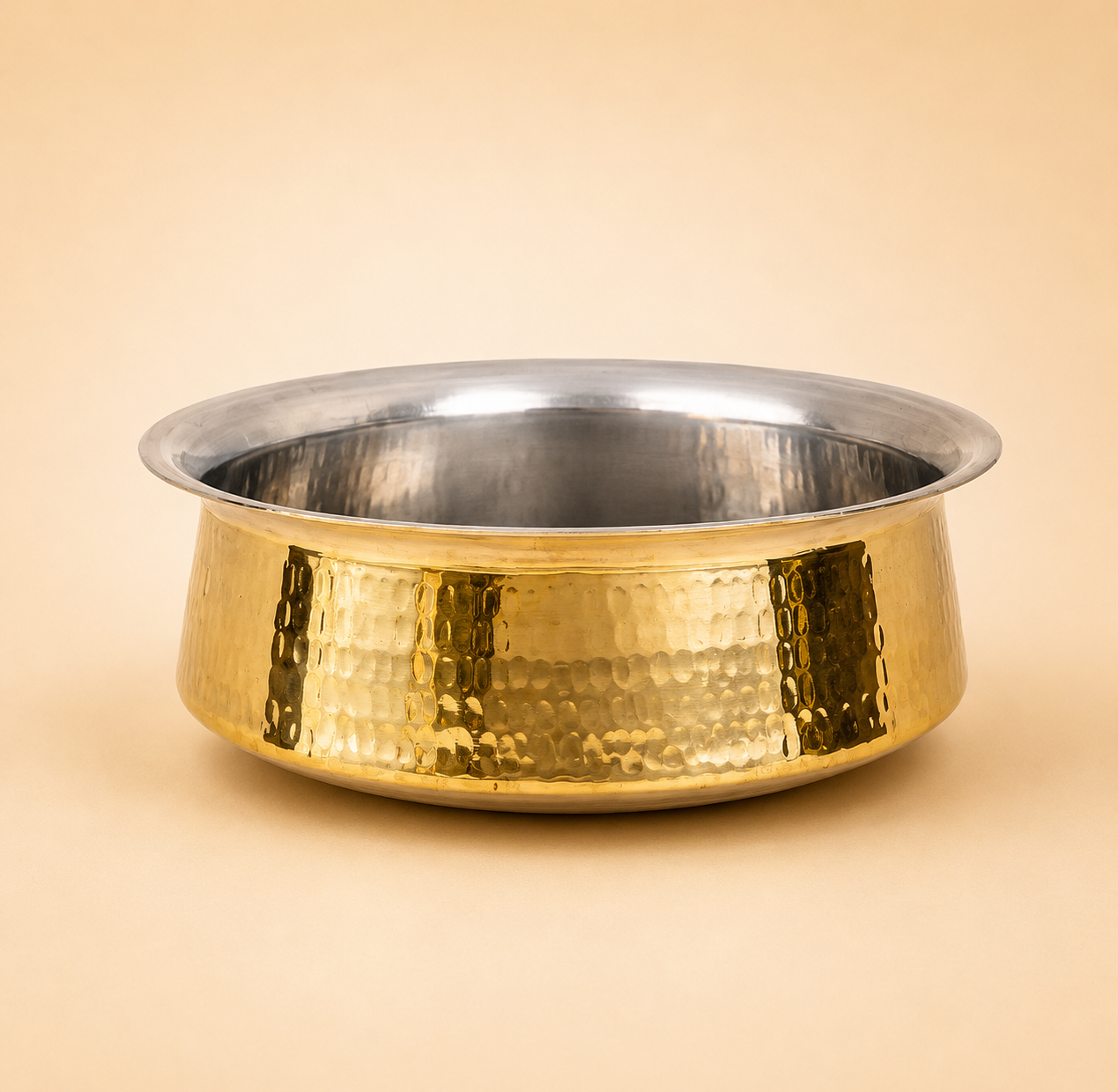 Peedhi Hammered Brass Lagaan (Tin-Coated) – Traditional Brass Cooking Pot for Slow, Flavourful Cooking