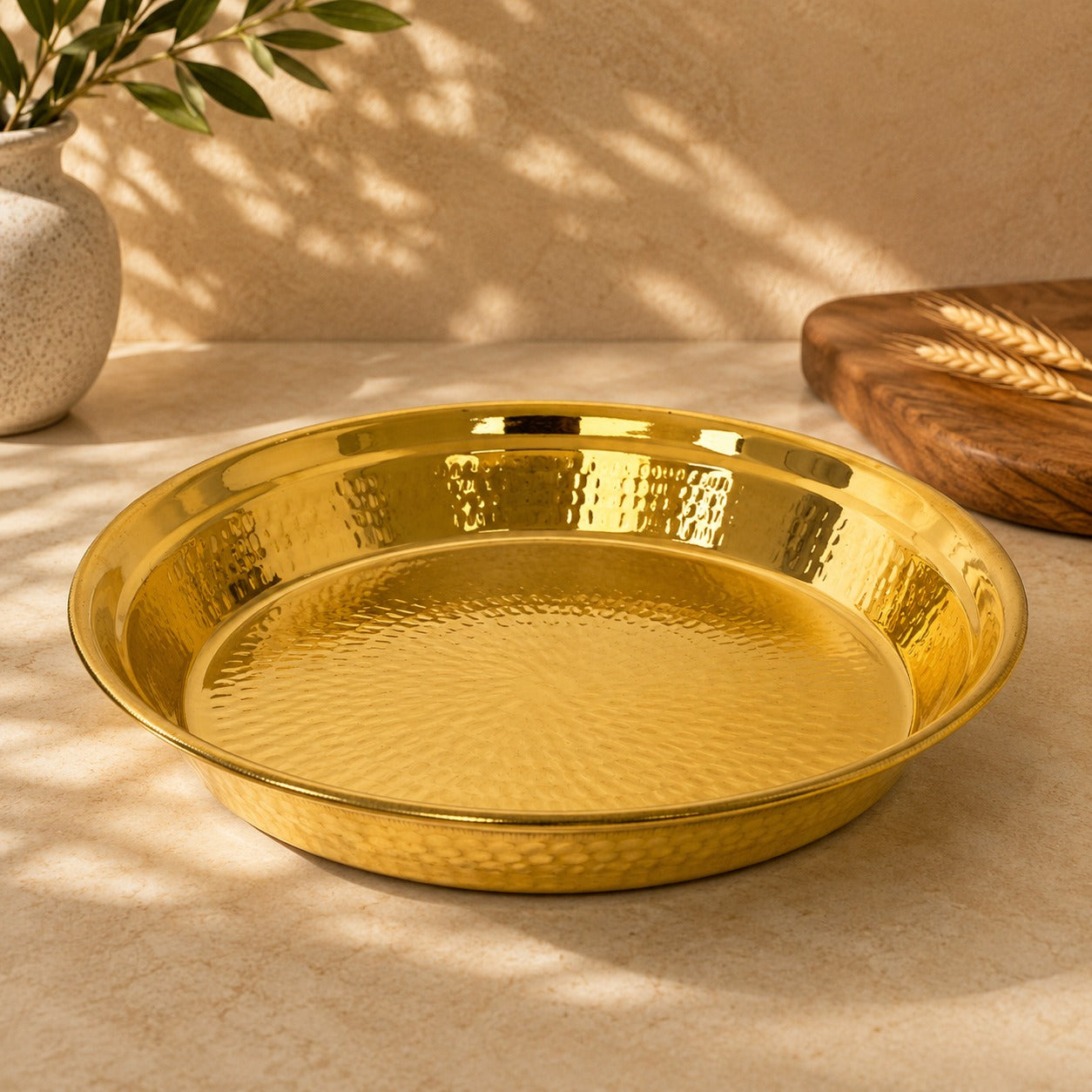 Peedhi Surya Ghadi Brass Paraat (Dough Bowl)