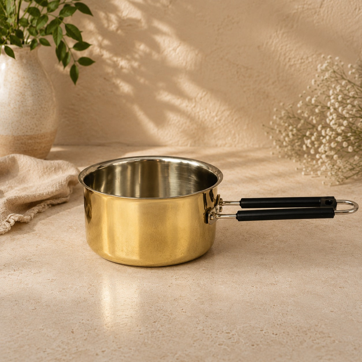 Peedhi Brass Sauce Pan — Kalai-Lined | Milk & Tea Pan