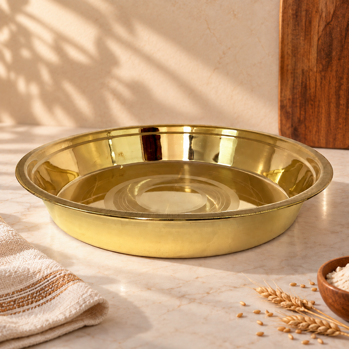 Peedhi Mandalam brass paraat for dough kneading