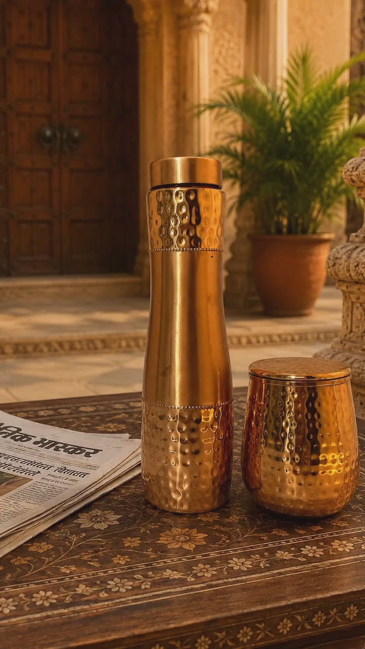 Peedhi Copper Water Bottle & Tumbler Combo