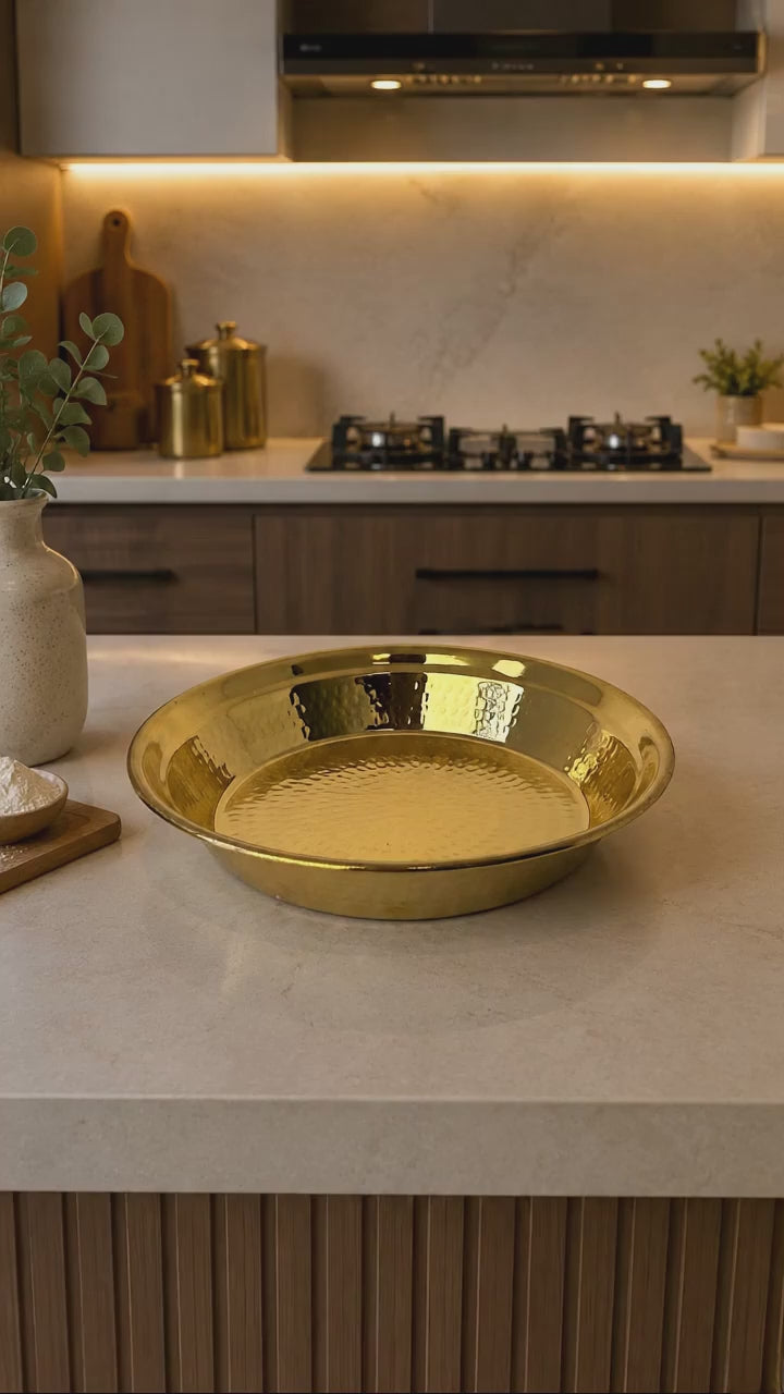 Peedhi Surya Ghadi Brass Paraat (Dough Bowl)